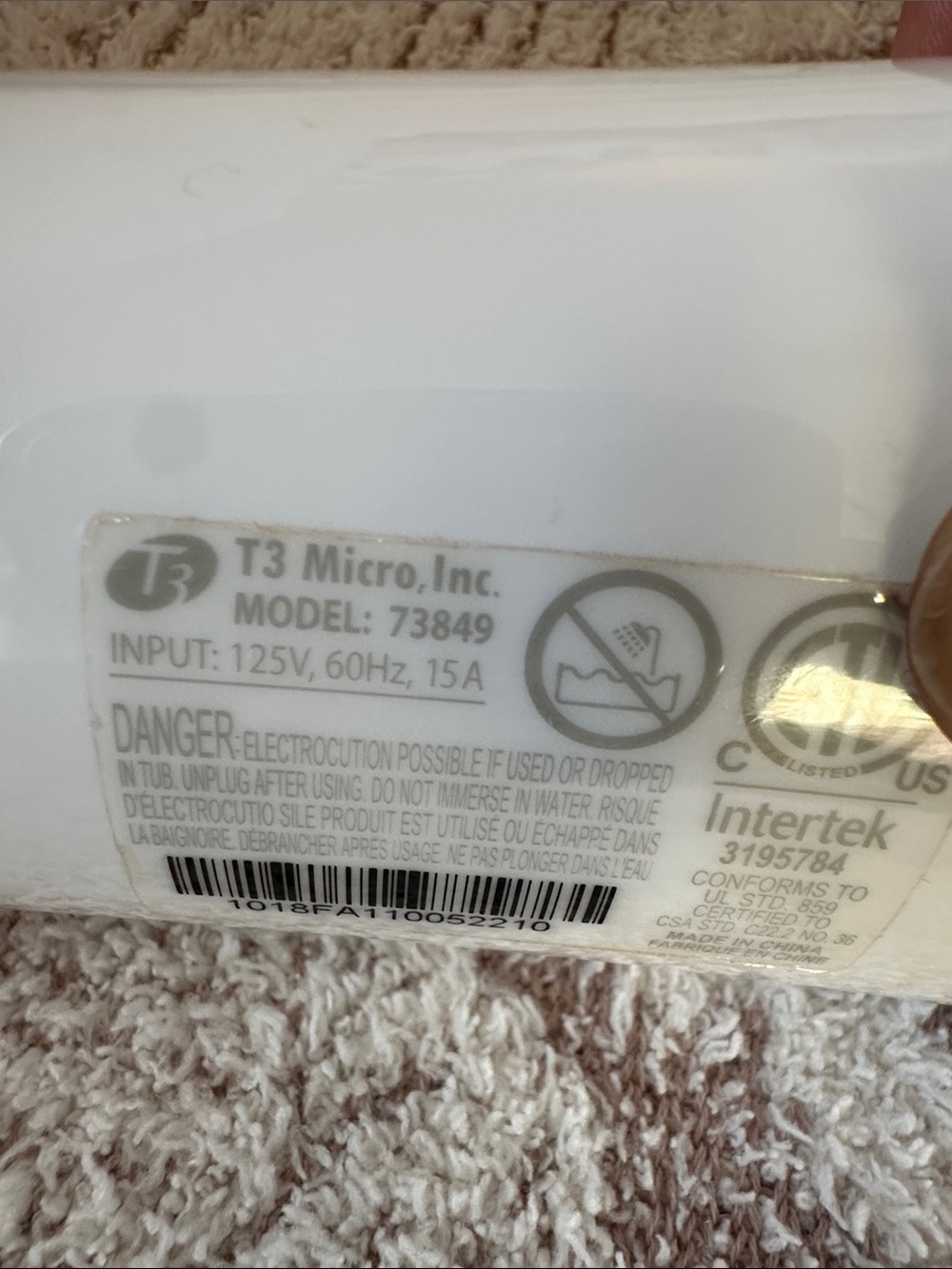 T3 Featherweight Luxe Hair Dryer White Rose Gold Blow Dryer Model 73849 EUC - Picture 5 of 8